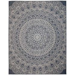 * Medallion Navy/Ivory 8 ft. x 10 ft. Indoor/Outdoor Area Rug