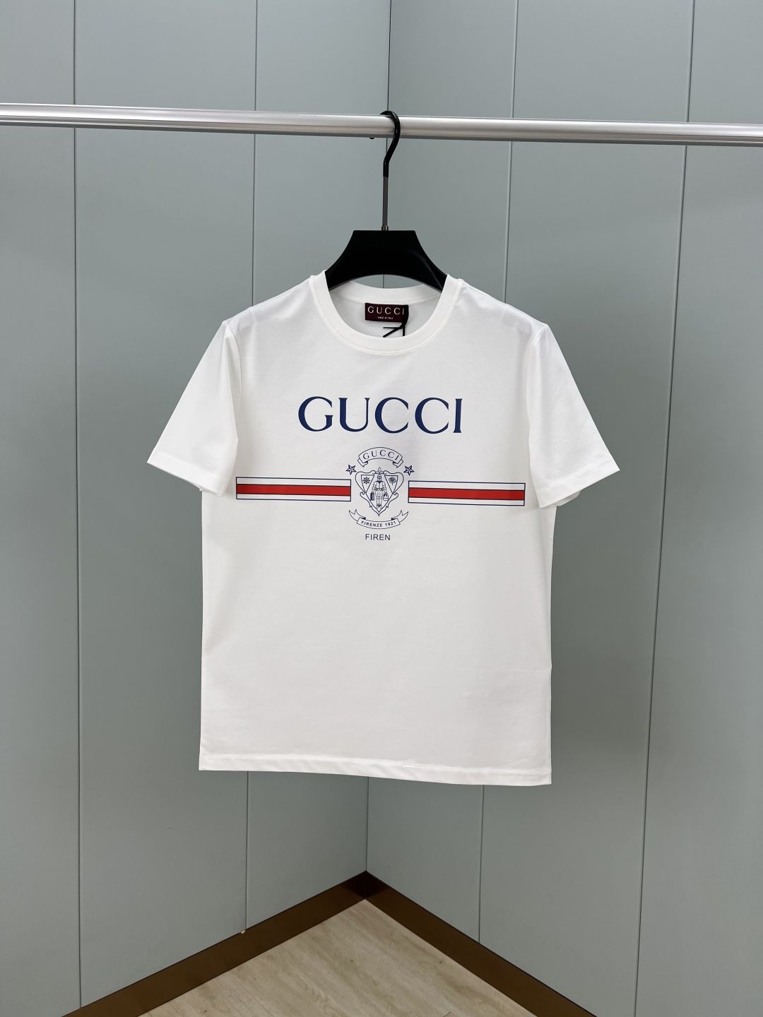 Gucci 1921 Bellboy Badge Printed Cotton T Shirt White