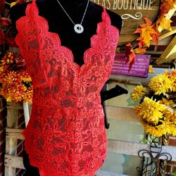 Sexy Red Lace Bodysuit