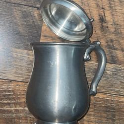 Vintage Hershey's Oneida Heirloom Pewter Lidded Tankard 7"