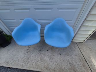 2 blue chairs