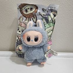 Labubu Exciting Macaron Vinyl Face toy plush doll keychain Sea salt Coconut Blue gift