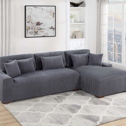 2-Piece Sectional Set XL   ❇️   RAF Chaise + LAF Sofa + 5 Accent Pillows   ❇️   Bonito Seccional De 2 Piezas  Color Gris   Nuevo En Caja.  ❇️    Color