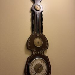 Vintage Banjo Style Wall Barometer Clock