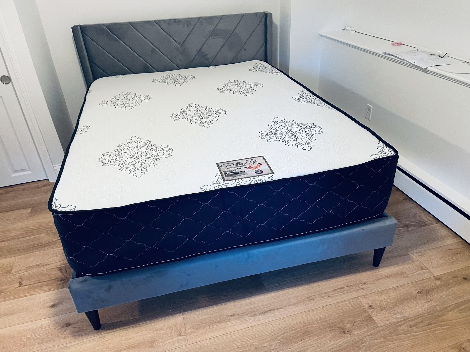 Queen Size Bed Frame-Queen Mattress 12”thick Brand New Delivery All Cities