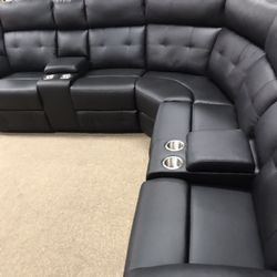 Gorgeous Reclining Black Sectional On Sale