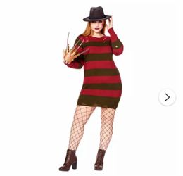 Adult Freddy Krueger Sweater Dress - A Nightmare on Elm Street With stockings and a hat