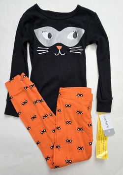 NWT Carter's Halloween Cat Mask 2PC Long Sleeve Pajama Set Toddler Girls Size 4