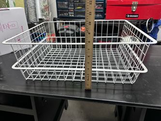2 vintage vinyl-coated metal wire chest baskets,