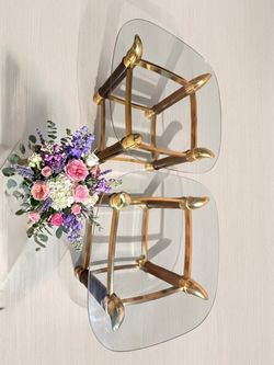 2-Piece Glass Coffee Table Set – Black & Gold