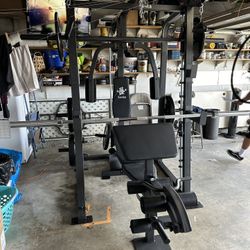 Vesta Fitness Smith Machine 2001 w/Bench Attachment | 230lb Bumpers Weights | 7ft Olympic Bar | Fitness | Gym Equipment | FREE DELIVERY 🚚 