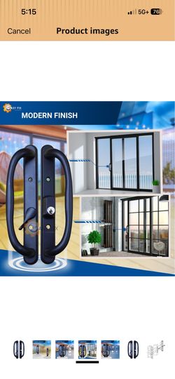 Sliding Glass Patio Door Handle Set w/ Lock & Keys – Black (10”)