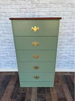 Tall Vintage Sage Dresser