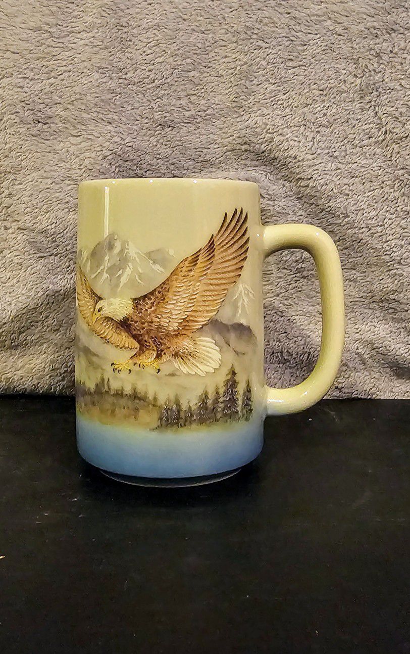Vintage Otagiri Bald Eagle Mountain Scene Coffee Mug 