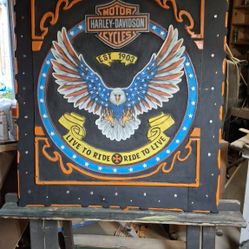 Hand Carved Harley Davidson Portrait