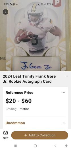 2024 Leaf Trinity Frank Gore Jr. Rookie Autograph Card