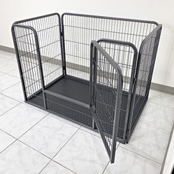 $110 (New in Box) Heavy-duty dog pet playpen w/ plastic tray indoor outdoor cage kennel 4-panel, 49”x32”x35” 