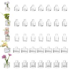 Glasseam Mini Bud Vases in Bulk 40: Clear Small Flower Vases for Centerpieces Cute Tiny Glass Vase