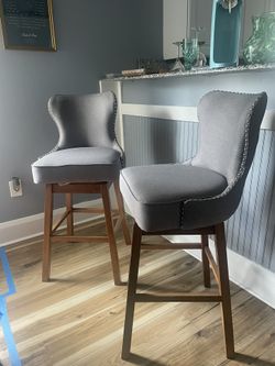Grey Nailhead Barstools