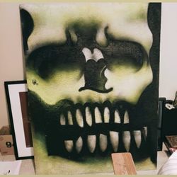 4 Foot Tall Original Hand Painted One Of A Kind HUGE Graffiti Art Piece By Artist Decoration Contemporary Art Street Art Skull Spray Paint