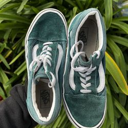 Vans Old Skool Teal Green Suede Sneakers 