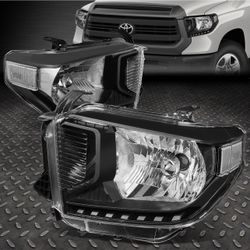 14-21 Toyota Tundra Black Housing Clear Corners Headlight Replacement Headlamps 