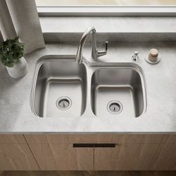 KohlerAll-In-One 33" Top-/Undermount Double-bowl Kitchen Sink Kit