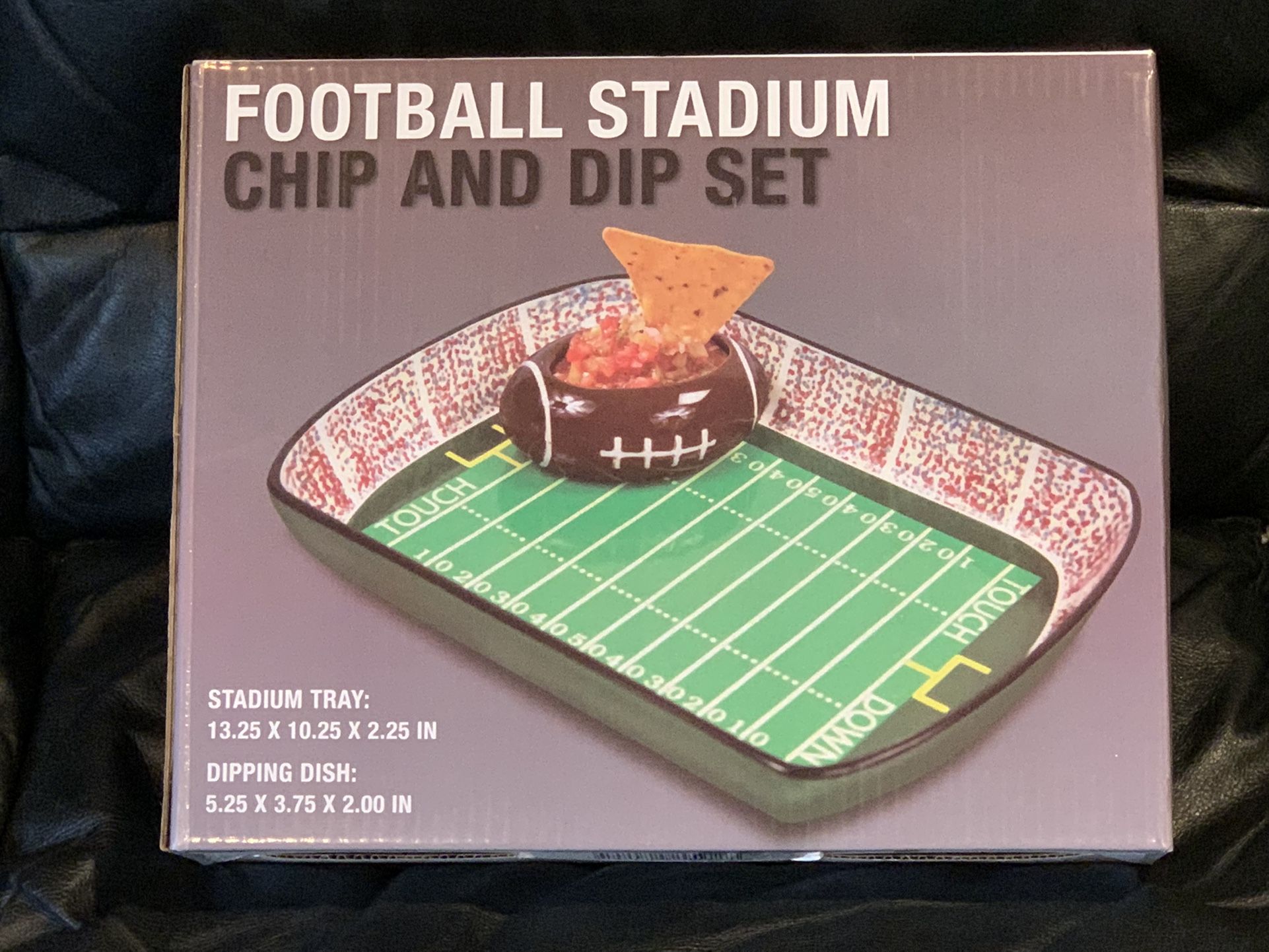 FOOTBALL STADIUM CHIP DIP SPORTS SET NFL DISH BOWL NEW!