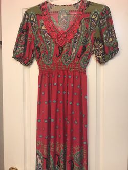 Pink & Olive maxi dress With Sleeves Size M