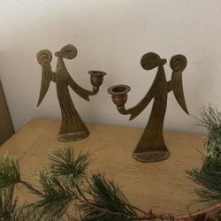 Vintage Brass Angel Candle Holder