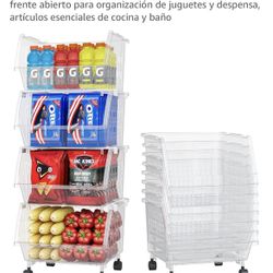 TidyFriend - Plastic Stackable Storage Containers, Pack of 8 Large Containers with Open Front for Toy and Pantry Organization, Kitchen and Bathroom Es
