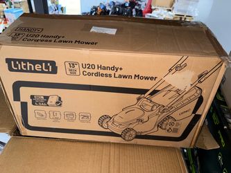 Litheli 20V Cordless Electric Lawn Mower, 13-Inch, Brushless Motor, 5-Position Height Adjustment, with 2pcs 5.0Ah Battery