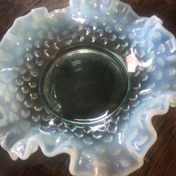 Vintage  Fenton  Hobnail Ruffle  Edge Dish 5 inches  Excellent Condition 