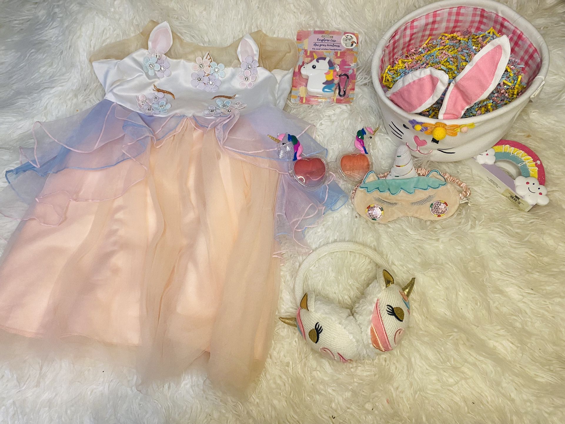 Unicorn Basket,dress Toddler Size 3-4