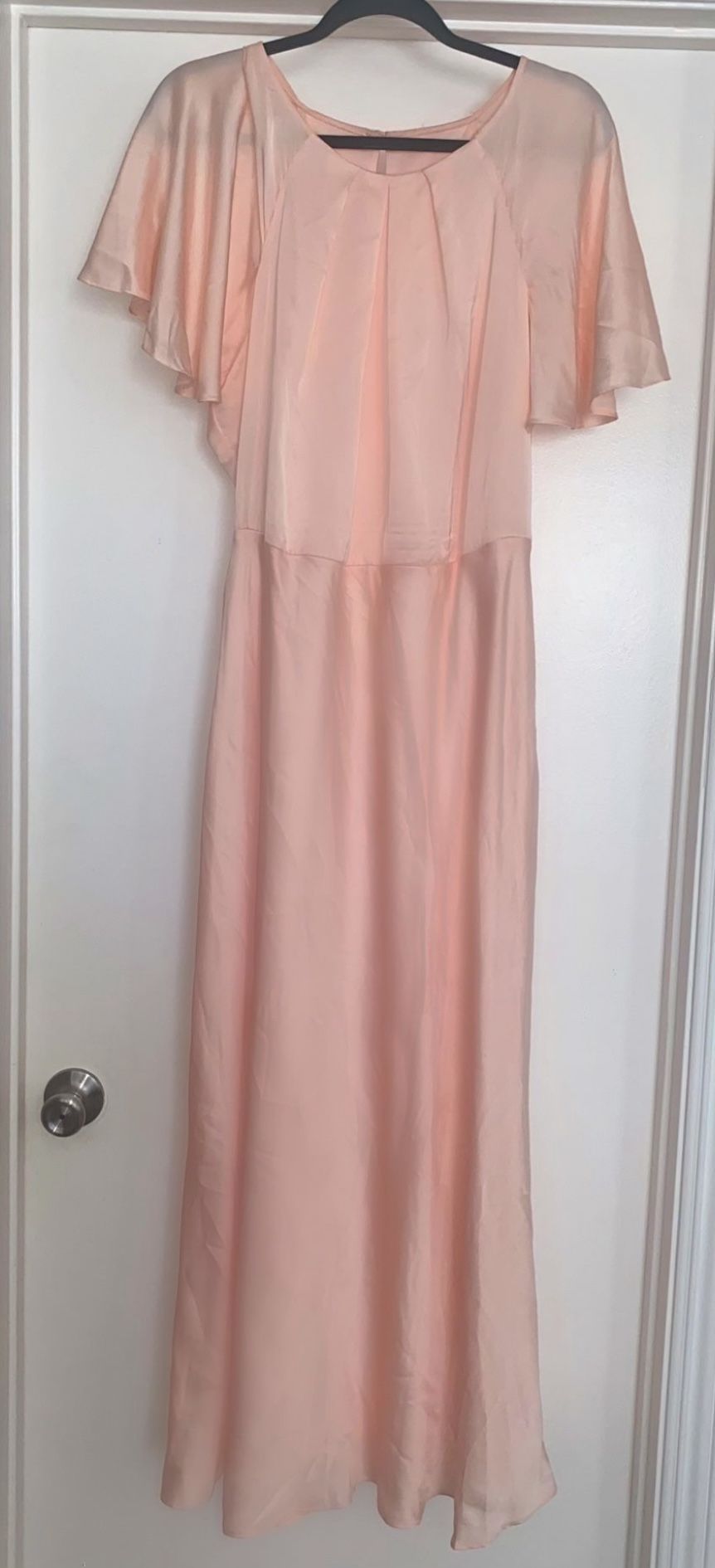 Premier Amour Satin Short Sleeve Sheath Dress -Blush Size 18