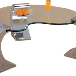 Modern Chrome & Glass Coffee Table – Originally $839