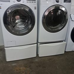 LG Washer And Electric Dryer W/ Pedestal 