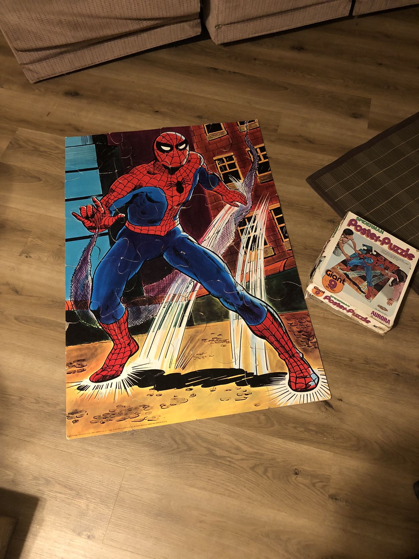 Vintage 1974 Aurora Giant Spider-Man Poster Puzzle #5205 Complete