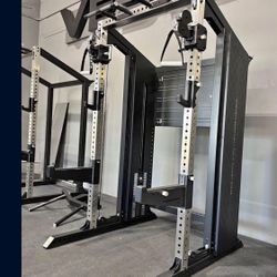 Commercial Half Rack with Functional Trainer Cable Pulley System with 200lb Weight Stacks