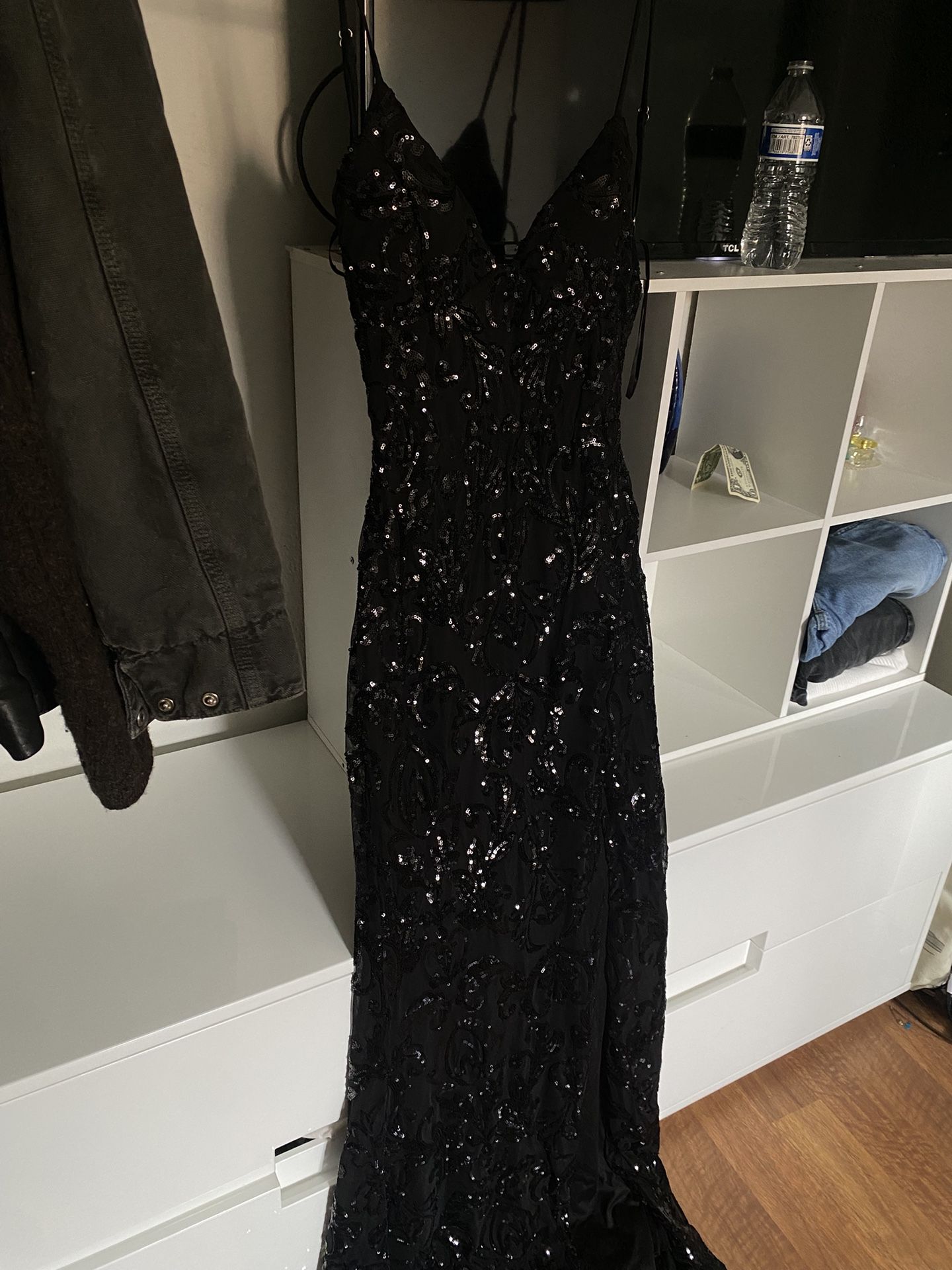 black sparkly maxi/prom dress