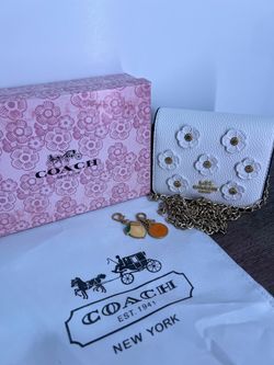 Coach White Leather Floral Crossbody Bag