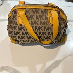 Michael Kors Y2K Brown Handbag With Mustard Accents  