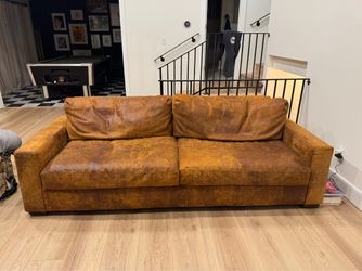 Restoration Hardware Maxwell Sofa - Chestnut Distressed Leather 95Lx