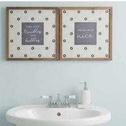 Cozy Farmhouse Bathroom Decor Signs (Set of 2)