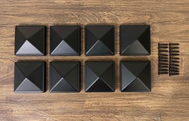 Black Pyramid Post Caps Set of 8 with Screws