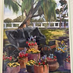 Original Watercolor Art.  Garden Scene