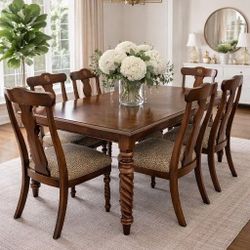 Beautiful Large Solid Wood Dining Table — Includes Table + Chairs