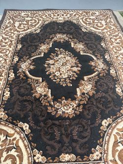 Black and Brown Floral Area Rug