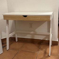 White And Wood Desk With Drawer
