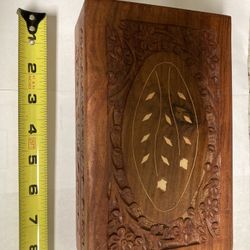 Hand carved wood box made in India